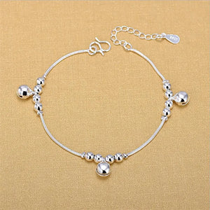 Silver 925 Anklets For Women Party Balls Bracelet Girl Wedding Jewelry