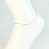 Dainty 18K Plated Pearl Anklet for Women