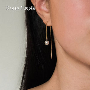 Single Pearl Earrings 14K Filled Chain Boho Vintage Jewelry
