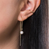 Single Pearl Earrings 14K Filled Chain Boho Vintage Jewelry