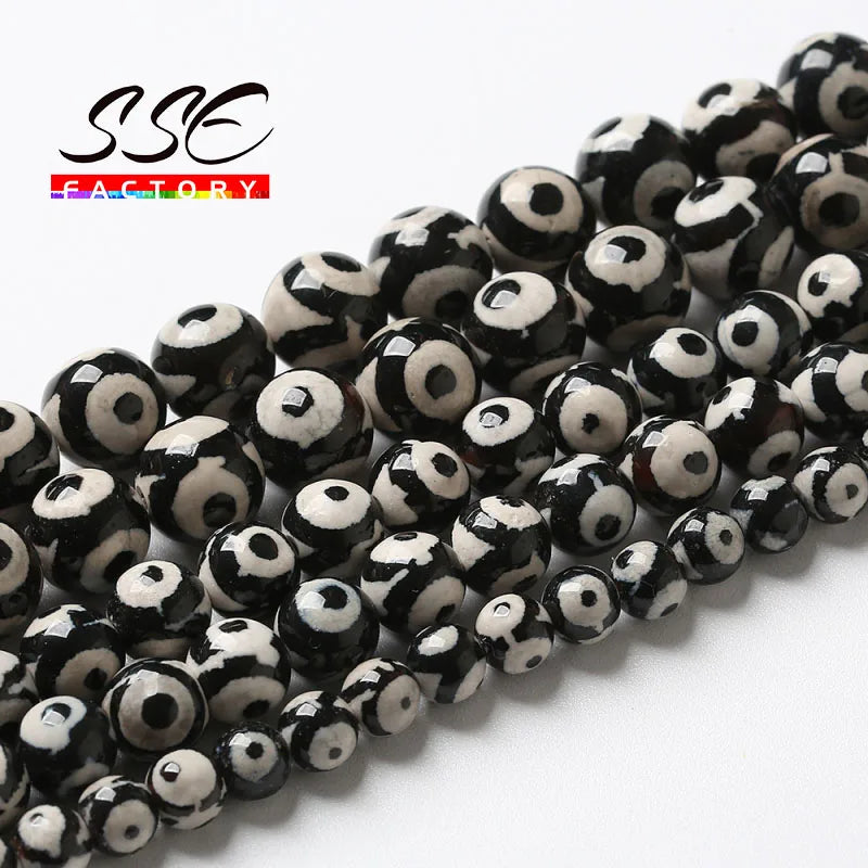 Evil Eye Dzi Agates Beads Natural Tibetan Stone Round Loose Beads