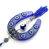 Evil Eye Horseshoe Charm Car Keychain Pendant With Blue Bead