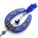 Evil Eye Horseshoe Charm Car Keychain Pendant With Blue Bead