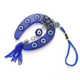 Evil Eye Horseshoe Charm Car Keychain Pendant With Blue Bead