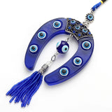 Evil Eye Horseshoe Charm Car Keychain Pendant With Blue Bead