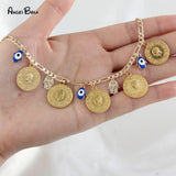 Evil Eye Bracelet Jewelry Lucky Portrait Coin Chain Bracelets