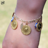 Evil Eye Charm Bracelet 18k Plated Money Coin Chain Bracelet Women Jewelry