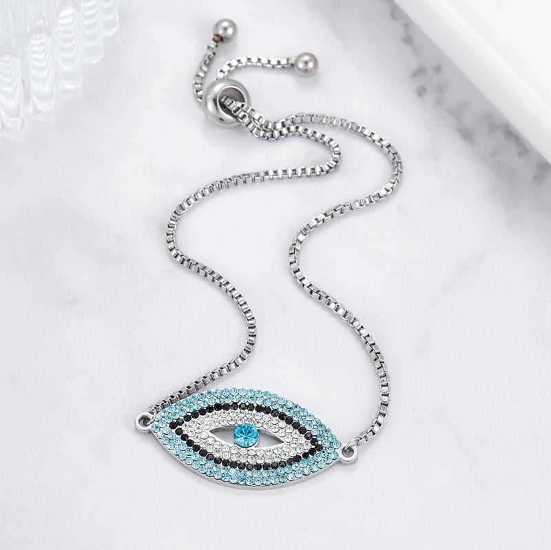 Evil Eye Charm Bracelet Stainless Steel Adjustable Bracelet Female Party Jewelry