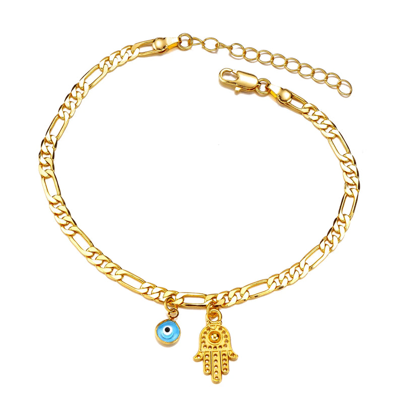 Evil Eye Cuban Link Anklet Waterproof