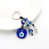 Evil Eye Clover Shape Charm Keychain with Blue Bead