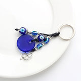 Evil Eye Clover Shape Charm Keychain with Blue Bead