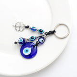 Evil Eye Clover Shape Charm Keychain with Blue Bead