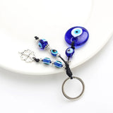 Evil Eye Clover Shape Charm Keychain with Blue Bead