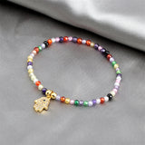 Evil Eye Stretch Bracelet Natural Stone Beads Mixed Beaded Micro Pave Zirconia
