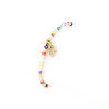 Evil Eye Stretch Bracelet Natural Stone Beads Mixed Beaded Micro Pave Zirconia