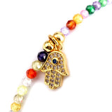 Evil Eye Stretch Bracelet Natural Stone Beads Mixed Beaded Micro Pave Zirconia