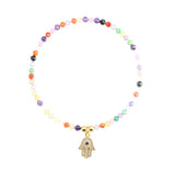 Evil Eye Stretch Bracelet Natural Stone Beads Mixed Beaded Micro Pave Zirconia