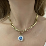 Evil Eye Smiley Pendant Beaded Necklace Vintage Goth