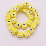 Colorful Evil Eye Square Ceramic Beads 10mm