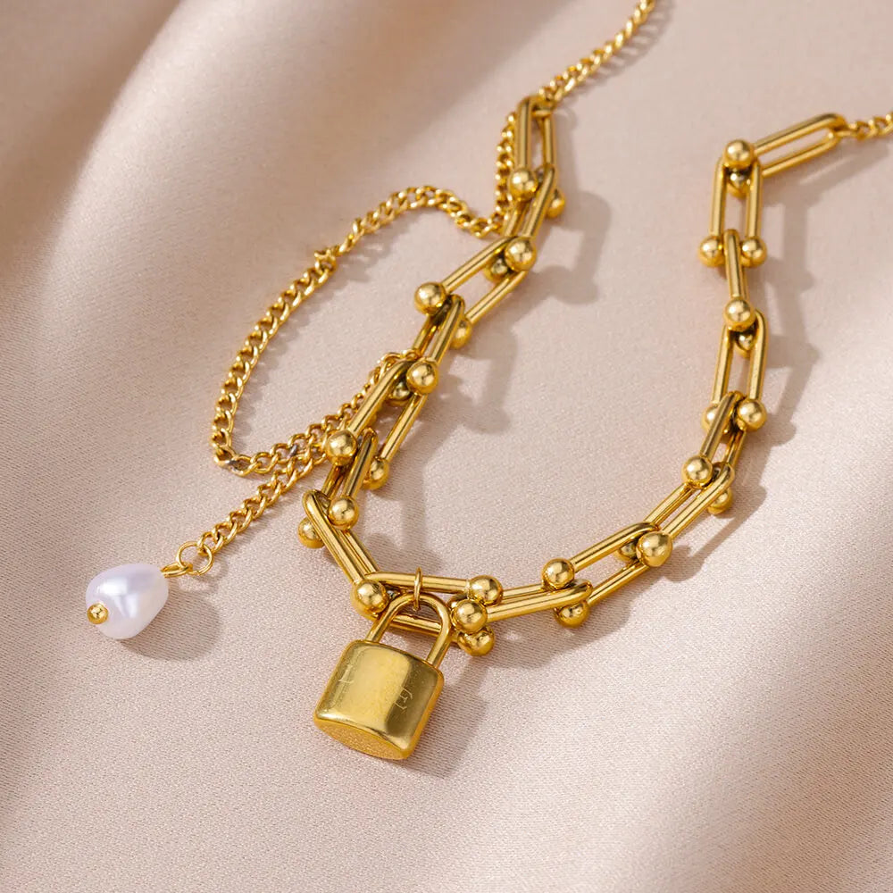 Evil Eye Double Layer Chain Necklace Choker Vintage Jewelry