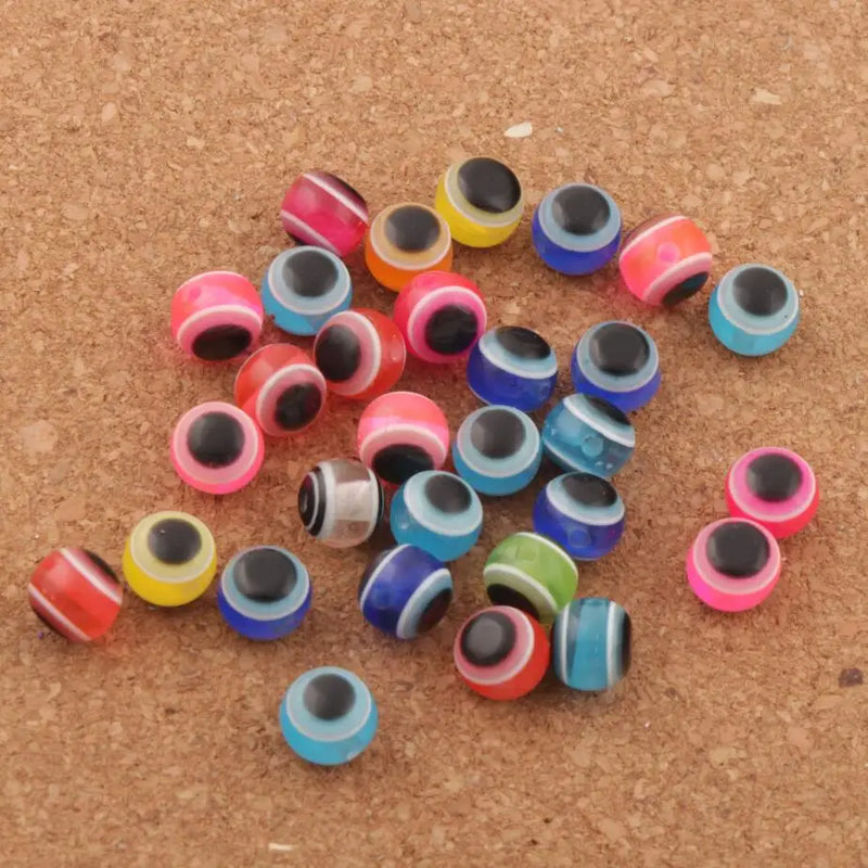 Evil Eye Stripe Round Resin Spacer Multicolor Loose Beads
