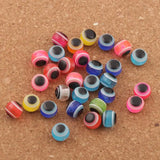 Evil Eye Stripe Round Resin Spacer Multicolor Loose Beads