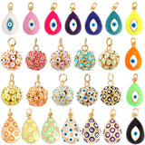 Evil Eye Teardrop Enamel Charm Neon Pink Orange Turquoise Oil Dropped