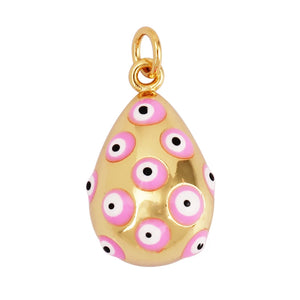 Evil Eye Teardrop Enamel Charm Neon Pink Orange Turquoise Oil Dropped