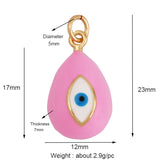 Evil Eye Teardrop Enamel Charm Neon Pink Orange Turquoise Oil Dropped