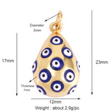 Evil Eye Teardrop Enamel Charm Neon Pink Orange Turquoise Oil Dropped