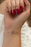 Evil Eye Protection Bracelet, Wish Charm Bracelet, Sterling Silver 925