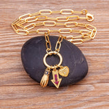 Evil Eye Heart Arrow Hand Pendant Women Choker Goth Boho Vintage Jewelry