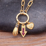 Evil Eye Heart Arrow Hand Pendant Women Choker Goth Boho Vintage Jewelry