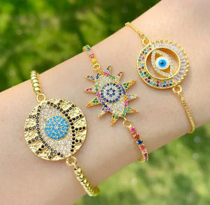 Evil Eye Crystal Bracelet Adjustable Snake Chain