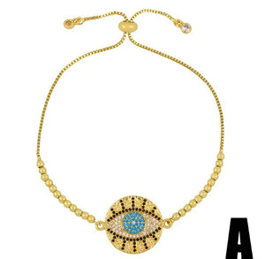 Evil Eye Crystal Bracelet Adjustable Snake Chain