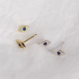 Evil Eyes Earring 925 Sterling Silver Zircon Mini Studs for Women
