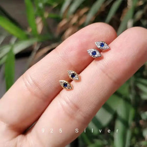 Evil Eyes Earring 925 Sterling Silver Zircon Mini Studs for Women
