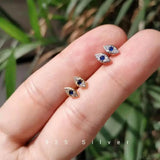 Evil Eyes Earring 925 Sterling Silver Zircon Mini Studs for Women