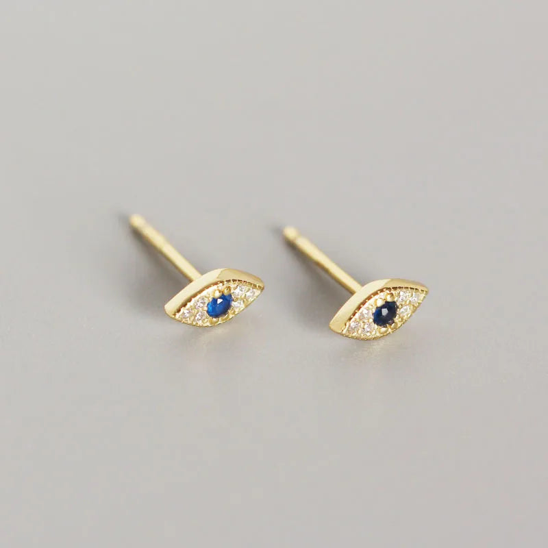 Evil Eyes Earring 925 Sterling Silver Zircon Mini Studs for Women