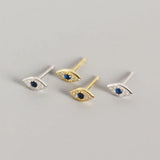 Evil Eyes Earring 925 Sterling Silver Zircon Mini Studs for Women