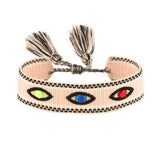 Evil Eyes Heart LOVE Star Embroidered Bracelet Bulk - Wedding Party Wristband