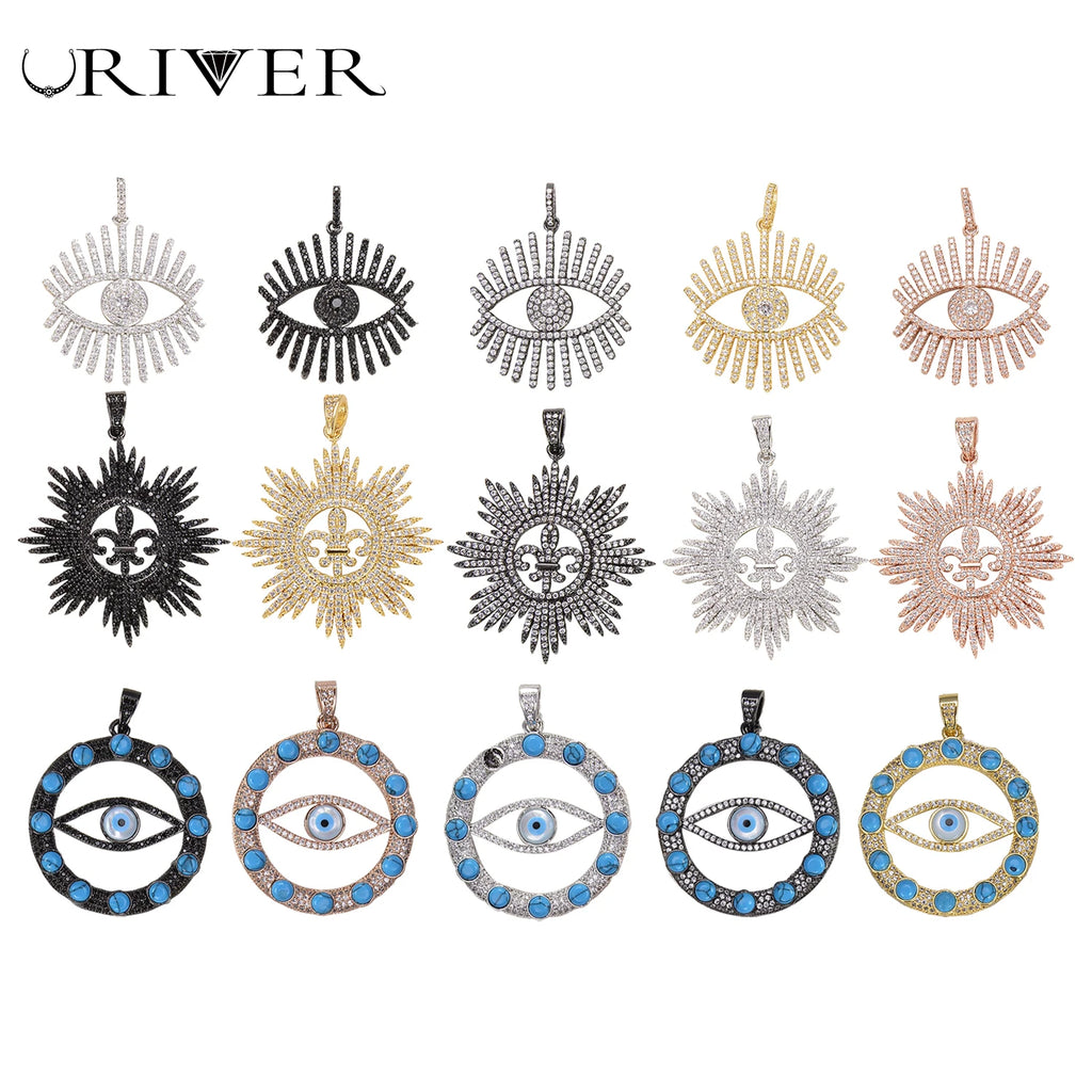 Colorful Zircon Evil Eyes Pendants Set for Women DIY Jewelry