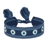 Evil Eyes Woven Bracelets Stackable Wrap Fabric Bracelets