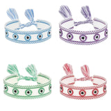 Evil Eyes Woven Bracelets Stackable Wrap Fabric Bracelets