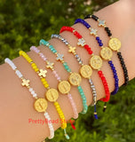 Evil Eye Bracelet, Gold Plated Beads Bracelet Adjustable
