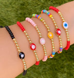 Evil Eye Bracelet, Gold Plated Beads Bracelet Adjustable