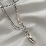 925 Silver Pearl OT Buckle Necklaces For Women
