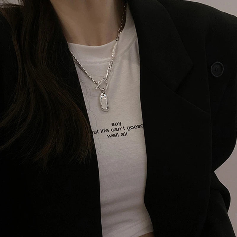 925 Silver Pearl OT Buckle Necklaces For Women