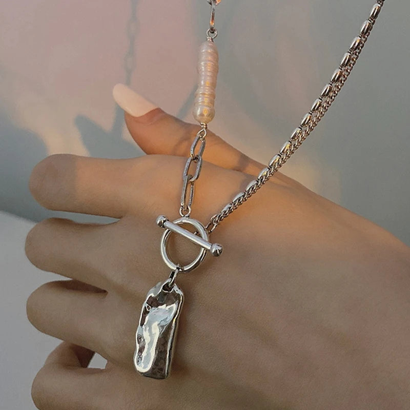 925 Silver Pearl OT Buckle Necklaces For Women