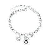 925 Silver Love Bear Charm Bracelet Retro Hip-hop Jewelry S-B532